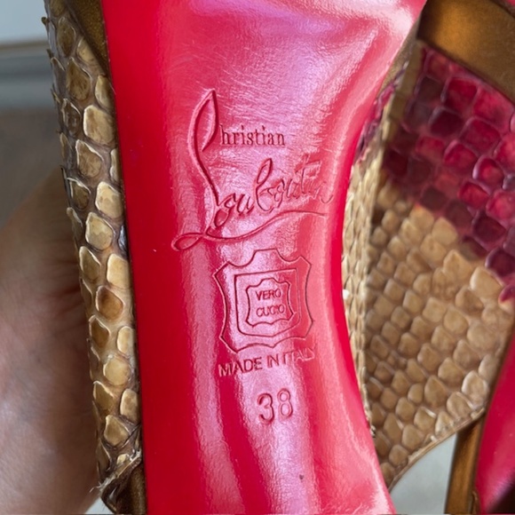 Christian Louboutin Snakeskin Snake Heels Slingback Pumps - Picture 9 of 9